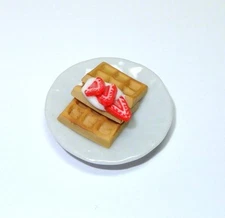 Dollhouse Miniature Artisan Crafted Waffles w Strawberries 1:12 Scale Doll House