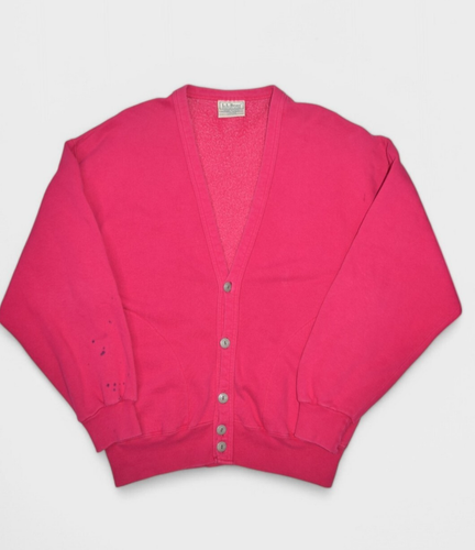 Vintage LL Bean Sweatshirt Mens L Russell Athletic Pink Cardigan Fleece USA