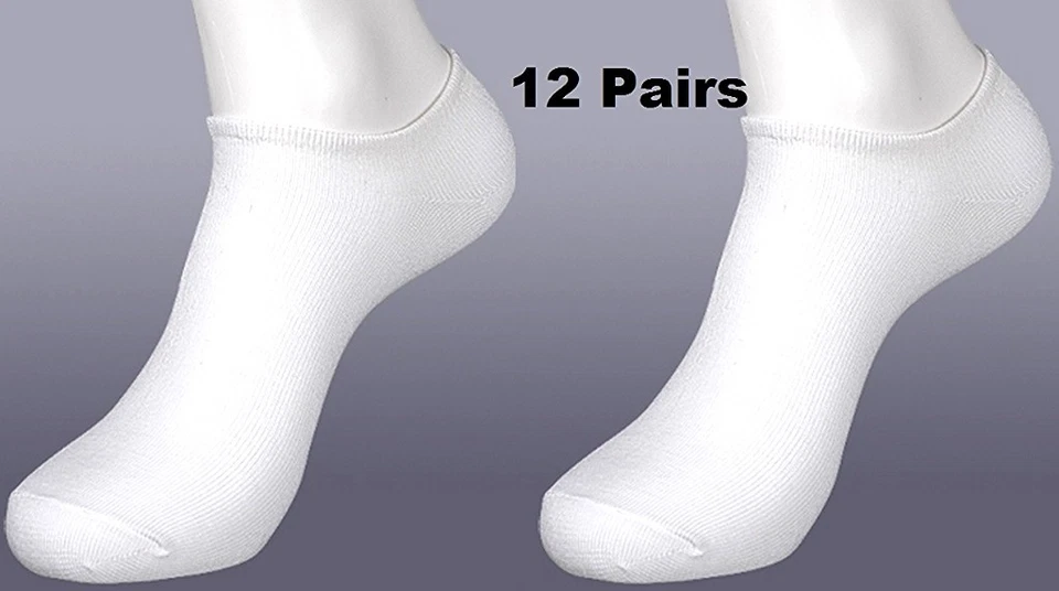 12 Пар белый лодыжки спандекс нет шоу носки размер 9-11 мужчин женщин #70033 WT-D - Изображение 3 из 3