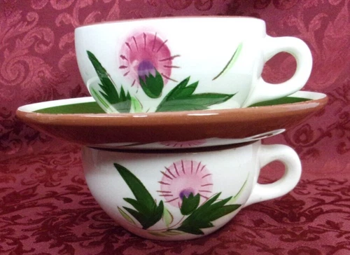 2 Stangl Pottery Cups Thistle Pattern Vintage