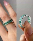 3Ct Emerald Cut Lab-Created Emerald Eternity Wedding Band 14K White Gold Plated