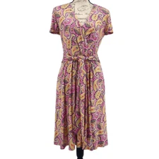 BODEN Evangeline Jersey Paisley Printed Wrap Dress Size 8