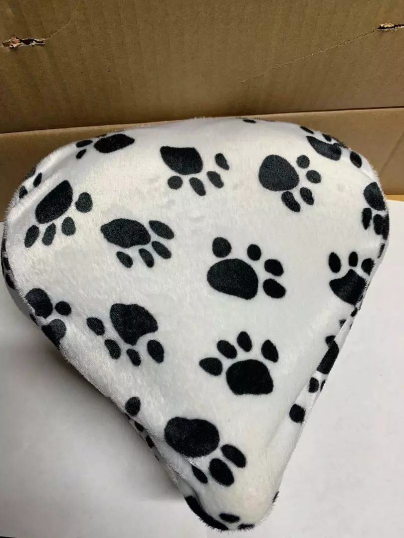 Beach Cruiser Bike Seat Cover Paw Print Black White Soft Fur eBay