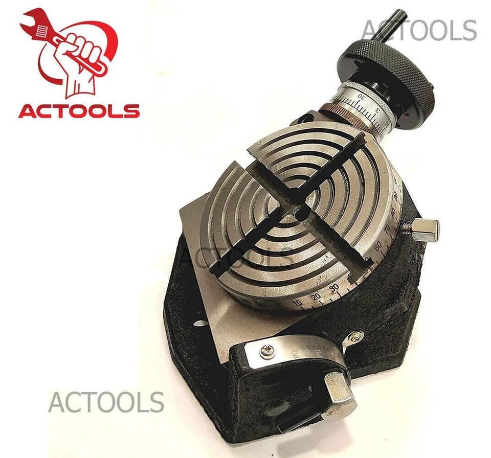 Mesa giratoria inclinable de 4" pulgadas con portabrocas autocentrante 100 mm y placa posterior Foto 4 de 4