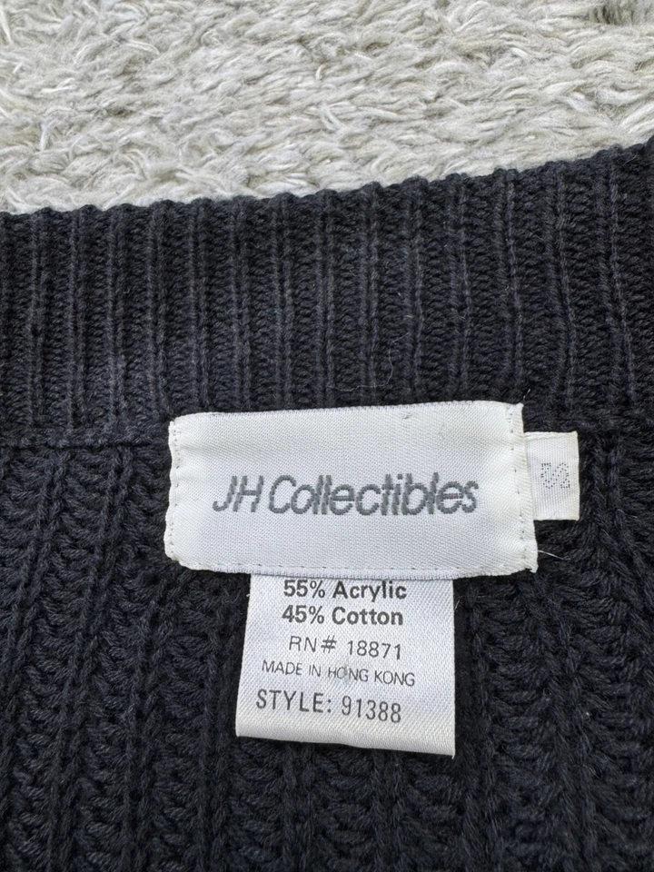 JH коллекционные свитер женщин маленький черный ребристый коренастый вязаный бабушка кардиган винтажный - Изображение 3 из 4