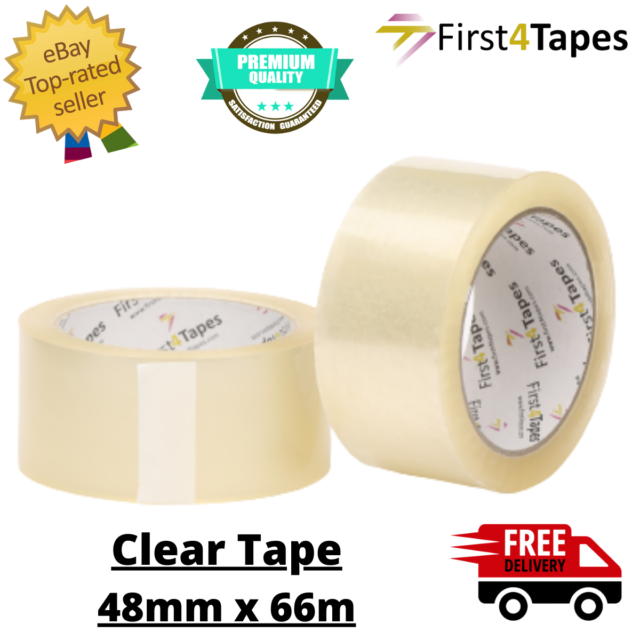 QUALITY CLEAR PACKING TAPE BOX SEALING SELLOTAPE PARCEL ROLL 48MM X 66M