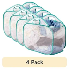 (4 pack) Mainstays White Mesh Pop-up Laundry Basket, 21" x 13" x 15.5"
