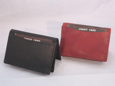 SET OF 2 BUSINESS CARD ID HOLDER MONEY EXPANDABLE BLACK BROWN