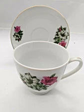 Vintage Liling Yung Shen Fine China Tea Cup & Saucer Floral 1970's