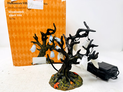 Department 56 Halloween Illuminated Ghost Tree Lighted Tree - Tested & Works!
