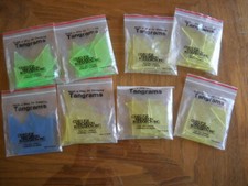 Lot 8 sets Tangram Pattern Blocks Homeschool Geometric Shapes Math Manipulatives