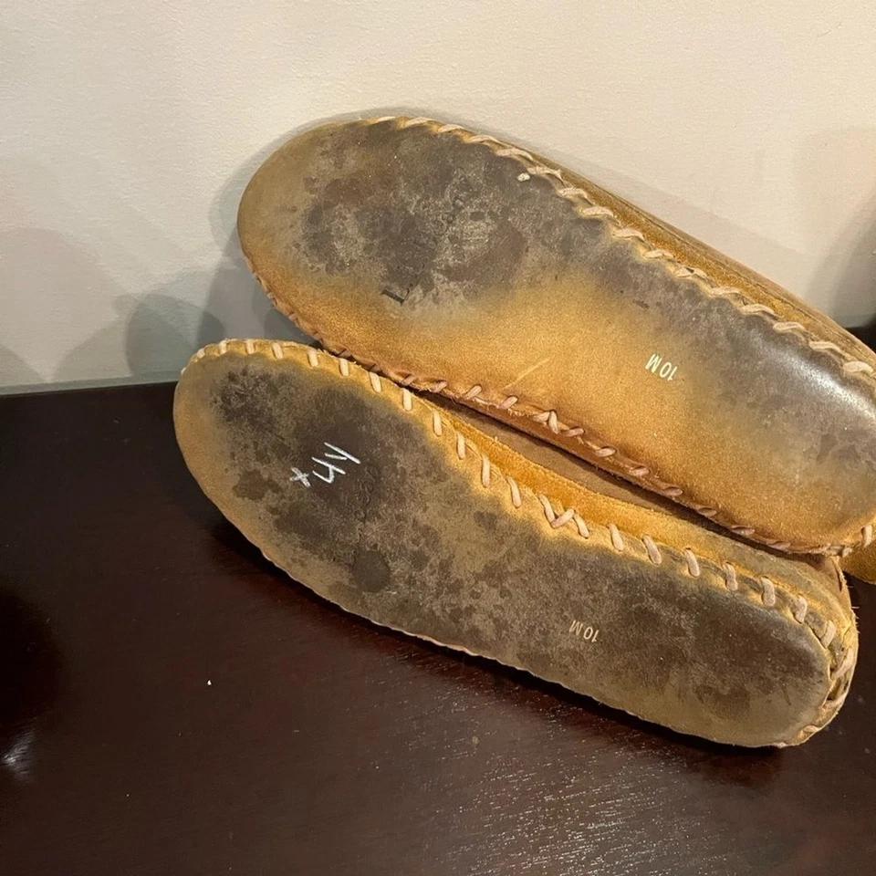 Zapatillas Chukka Vintage LL Bean Mocs Marrón Gamuza Cuero Shearling Lodge Foto 4 de 4