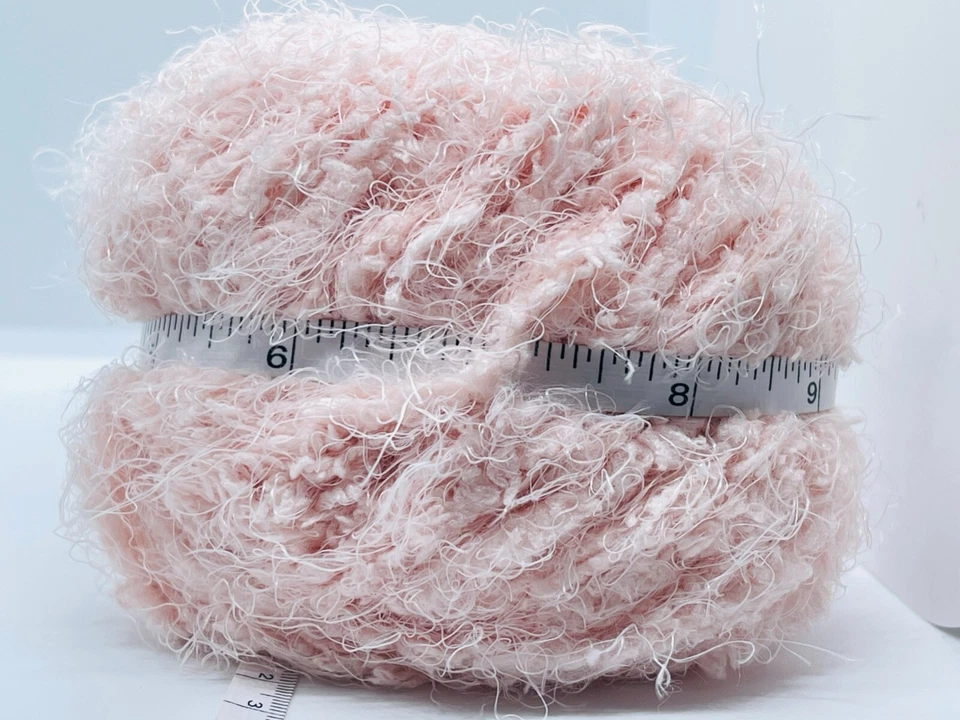 Shell Pink Polar Soft 58233 Ice Yarn Puffy Short & Long Eyelash Nylon 50g 60y - Image 3 of 4