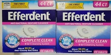 Lot of 2: New Efferdent Denture Cleanser Tablets, Complete Clean, 44 Tablets ea.