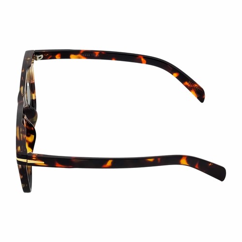 OXFORD - Square Horn Rimmed Sunglasses Metal Accent Tortoise Shell Green Tint - Picture 5 of 9