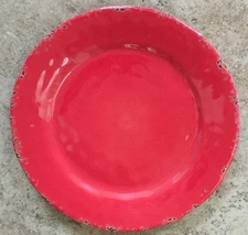 Il Mulino Red Crackle Rustic MELAMINE Dinner Plates Set Of 4