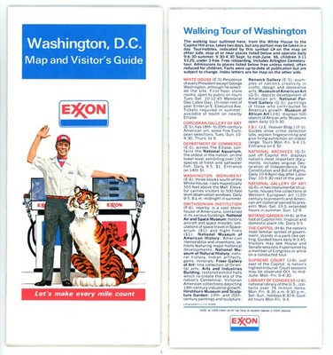 Vintage 1982 (1st Printing) Washington, D.C. Road Map   Exxon