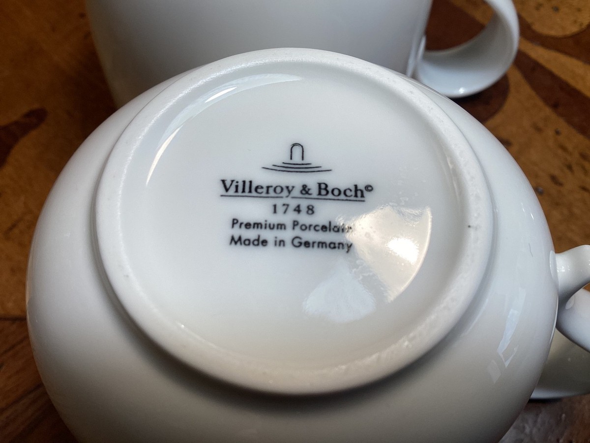 2x Villeroy & Boch NEW COTTAGE BASIC Cups Mugs White Oval 10oz