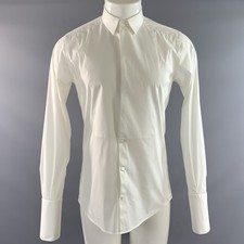 DOLCE & GABBANA Size M White Cotton Poplin Long Sleeve Shirt