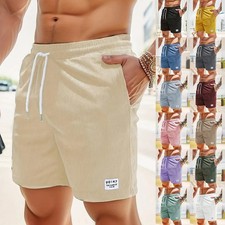 Men Elastic Waist Shorts Pants Joggers Summer Beach Gym Pockets Loose Bottoms