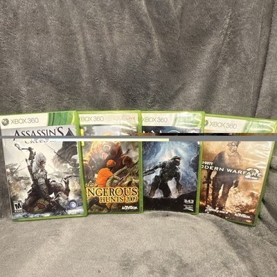Microsoft Xbox 360 Game Lot Halo 4 AC III MW2 Cabela's Dangerous Hunts 2009
