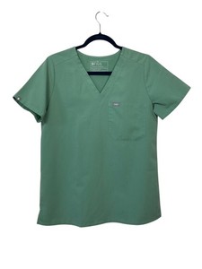 Figs Women's Catarina Short Sleeve V-Neck Scrub Top Medical Healthcare Green S