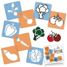 Painting Stencils for Kids, 8 Pcs Set 6x6  Vegetables, Children VEGETABLES