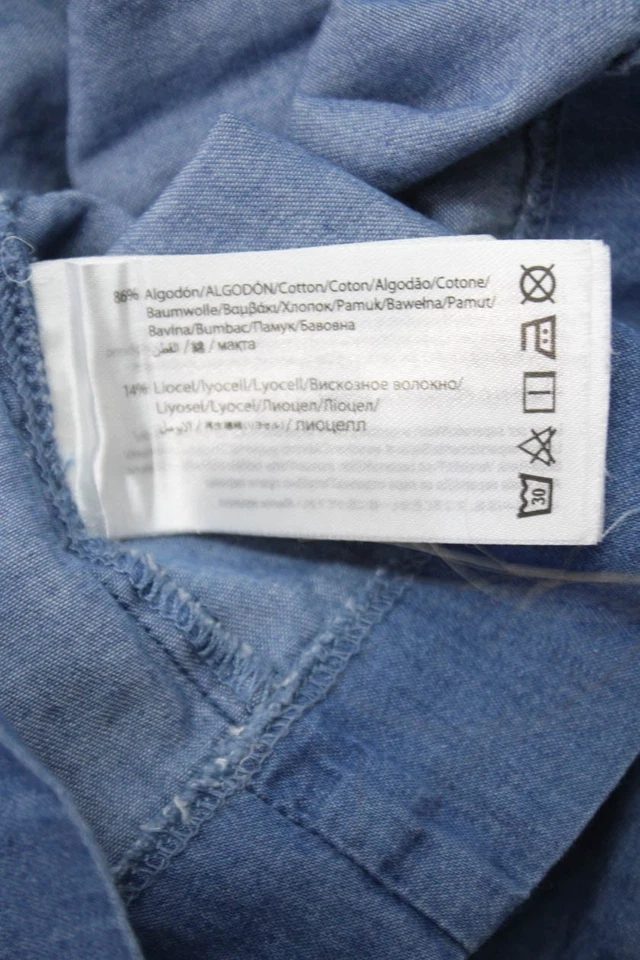 Mayoral Girls Cotton Round Neck Short Sleeve Button Up Dress Blue Size 36M - Image 3 of 4