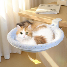 Cat Desk Bed, Cat Perch for Home Office, 360 Rotating  Adjustable Shelf, Remova