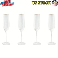 4-Pack Scalloped Champagne Flutes Elegant Glasses Toasting Celebrations New