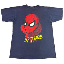 Vintage 90s Spider Man Animated Series T Shirt Large Marvel Comics Blue 2 Sided