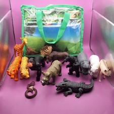 Large Realistic Wildlife Animals Toys Action Figure Play Set and Mat 12 pc