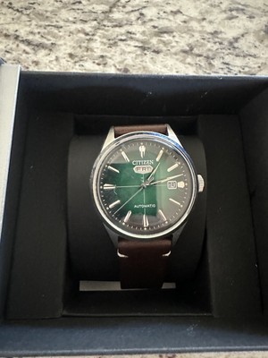 ヴィンテージ　グリーンジャイアント88→80 Citizen Men's C7 Series Automatic Green Dial Brown Leather Strap