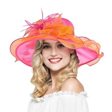 2026 Derby Hat, Classy Sun Hats for Women Ladies, Organza Feather Kentucky Fa...