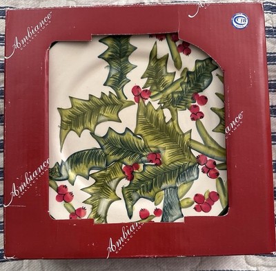 Ambiance Holiday Collection Holly & Berry Dessert Plates Set Of Four