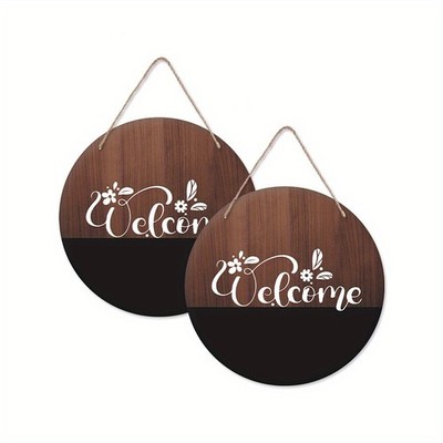 1set Wooden Hanging Plate tion Accessories Flat Round with Word