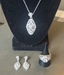 Sterling Silver Diamond jewelry set
