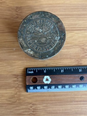 Vintage Advertising Round Tin Rare Dennison Paper Fasteners No.24 Metal Tin Can