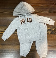 Polo Ralph Lauren Logo Fleece Full-Zip Hoodie Pant Set Used 12 months
