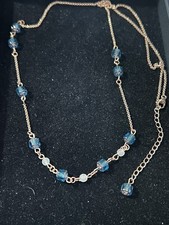 UV Reactive and Blue Cathedral Glass Bead Rose Gold Plated 925 Silver Necklace