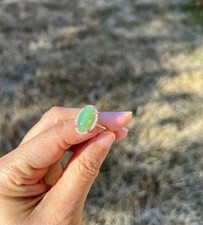 Light Cat's Eye Green Genuine Nephrite Jade Cabochon Ring B976 3