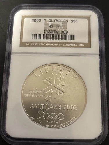 2002 P SALT LAKE CITY OLYMPICS COMMEMORATIVE SILVER DOLLAR NGC MS70 