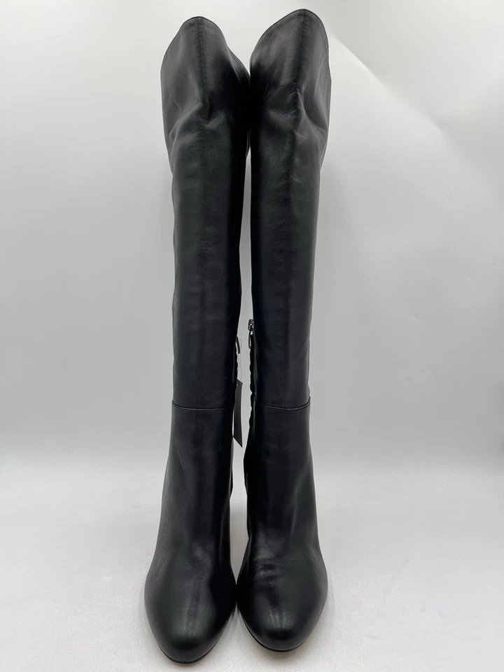 Botas hasta la rodilla Nine West para mujer SANCHA de cuero negro talla 9M pantorrilla ancha Foto 2 de 4