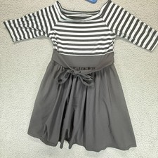 Unbranded Gray White Size S Striped Belted Retro A-Line Preppy Chic Mini Dress
