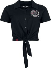 Rock Rebel by EMP Damen schwarze kurze Bluse mit Print