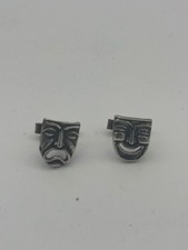 Sterling Silver Comedy Tragedy Mask Theater Cufflinks