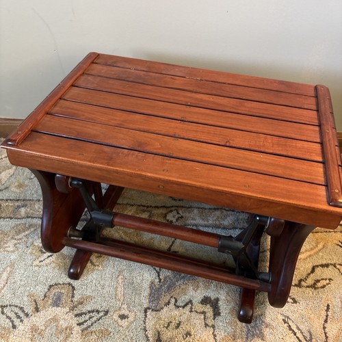 Amish Walnut Teak Wood Gliding Ottoman  Nursery Rocker Glider Foot Stool ONLY