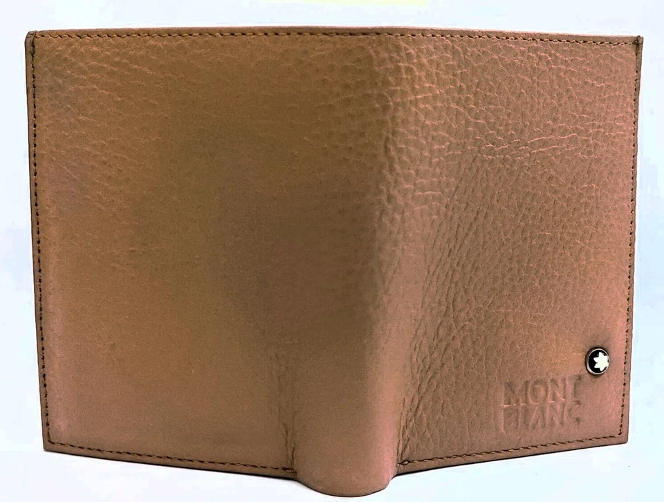 Cartera para hombre Montblanc grano suave color marrón doble pliegue - [Envío gratuito] Foto 2 de 4
