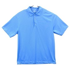 Nike Golf Dri-Fit Polo Shirt Short Sleeve Nike Check Swoosh Sz. Large Solid Blue