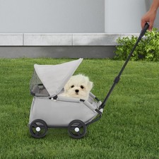 4 Wheels Folding Dog Cart Pet Stroller for Shopping Walking for Small Dogs Cats